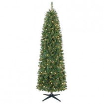 7 ft. Wesley Mixed Spruce Pencil Artificial Christmas Tree with 300 Clear Lights
