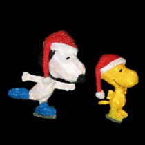 26 in. Pre-Lit Skating Snoopy and Woodstock
