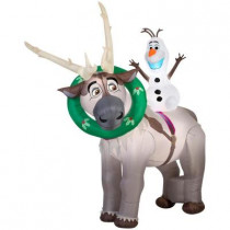 72.05 in. W x 42.13 in. D x 83.86 in. H Inflatable Olaf Riding Sven Scene