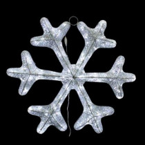 36 in. White Tinsel Snowflake with Twinkling Lights