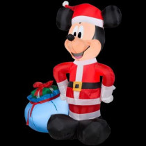 42 in. H Inflatable Santa Mickey with Blue Gift Sack