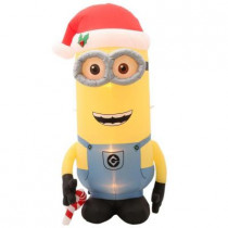 62.20 in. W x 42.13 in. D x 96.06 in. H Inflatable Minion Kevin with Candy Cane