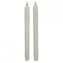 11 in. H Bisque Battery Operated Drip Taper Candle (2-Piece)