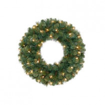 48 in. Wesley Mixed Spruce Artificial Wreath with 200 Clear Lights