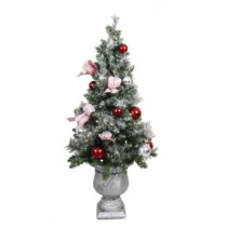 4 ft. Battery Operated Frosted Mercury Potted Artificial Christmas Tree with 50 Clear LED Lights