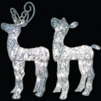 24 in. Spun Glitter Miniature Deer (Set of 2)