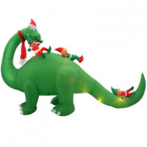 12 ft. W Inflatable Brontosaurus with Elves Scene