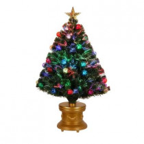 36 in. Fiber Optic Fireworks Red, Green, Blue and Gold Fiber Inner Ornament Artificial Christmas Tree