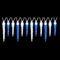 12-Light Icy Blue/White Icicle Synchro Lights